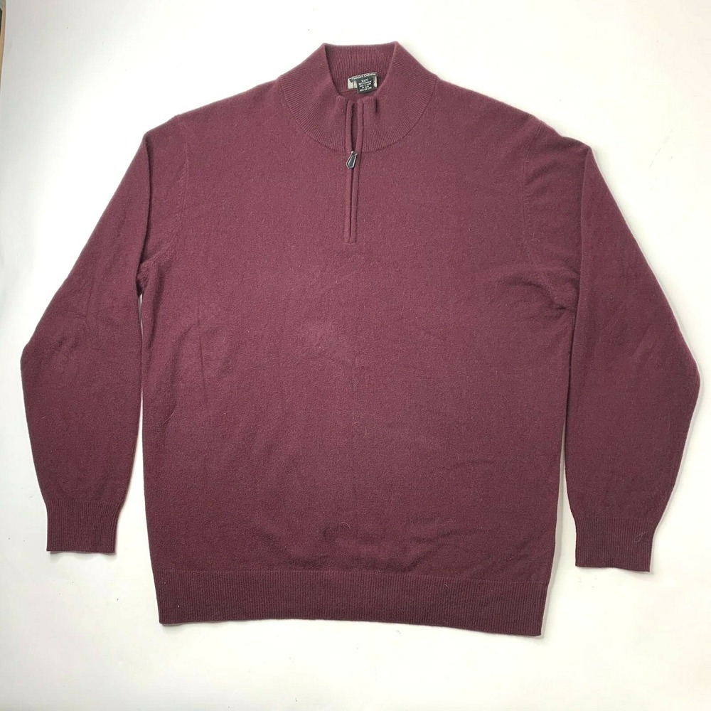 Jos. A. Bank‎ Mens 2XT Cashemere Sweater Travelers Collection 1/4 Zip Maroon